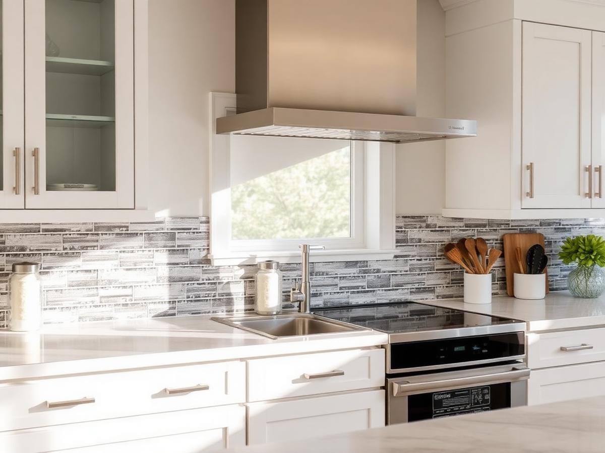 Tiled kitchen backsplash completed by BV Construction LLC in Renton, WA