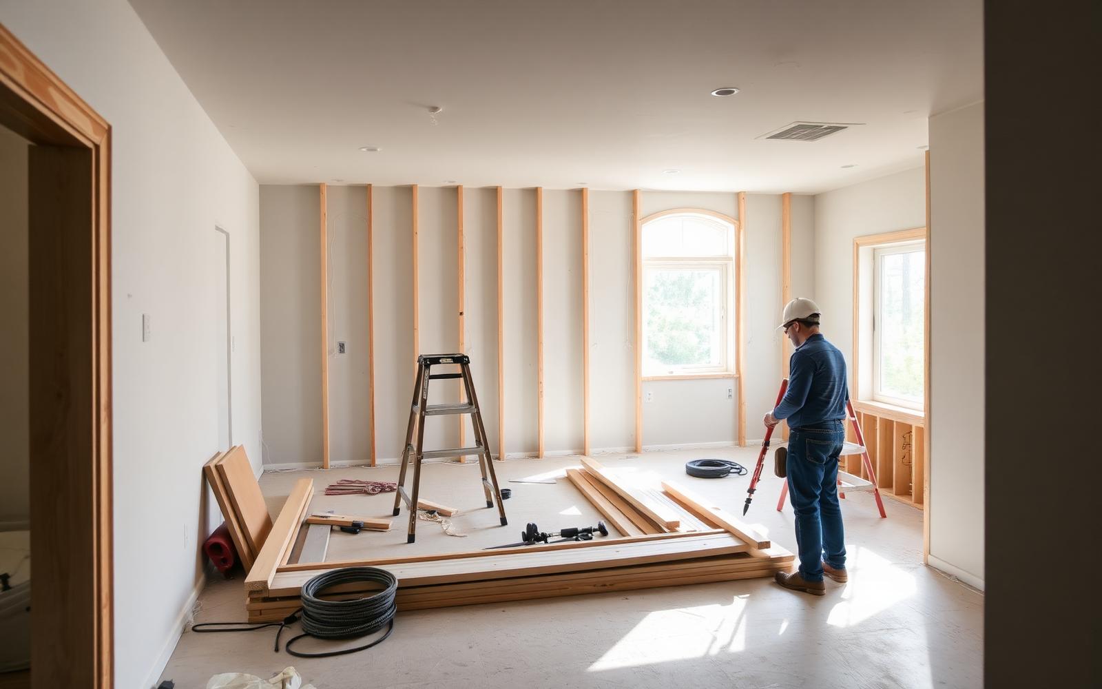 Interior home remodel in progress by BV Construction in Renton, WA
